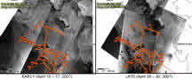 Radar-Sat comparison of ice during two spring 2007 periods.